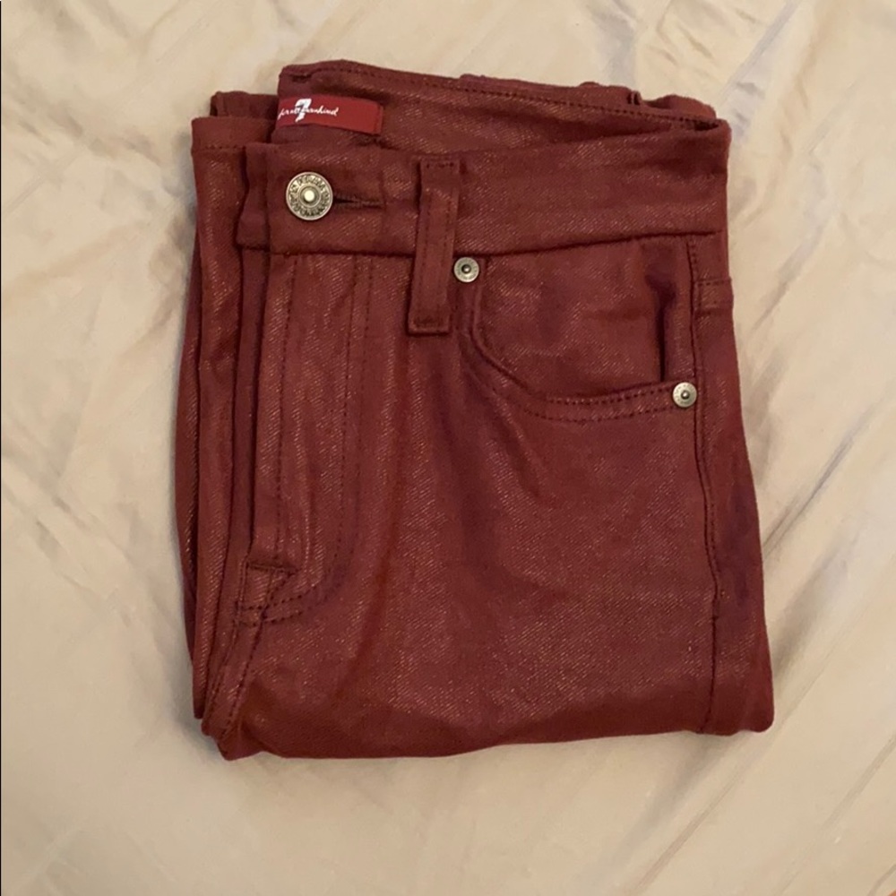 7 for all mankind stretchy burgundy jeans
